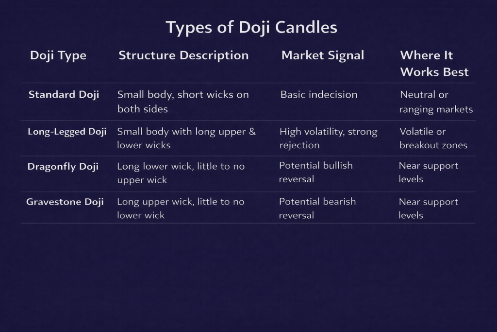 types of doji candle